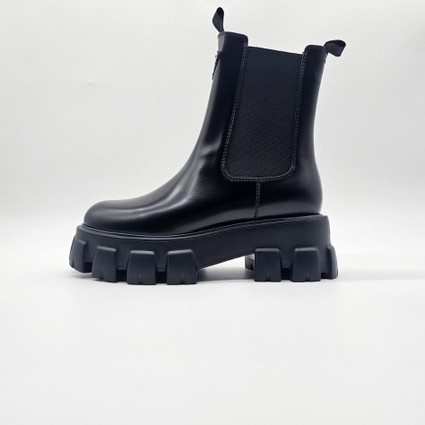 Prada Brushed Leather Chelsea Boots