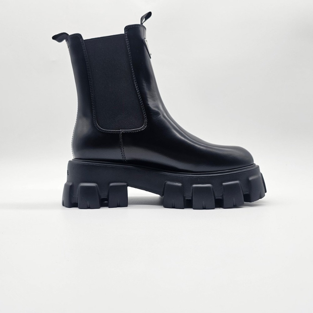 Prada Brushed Leather Chelsea Boots