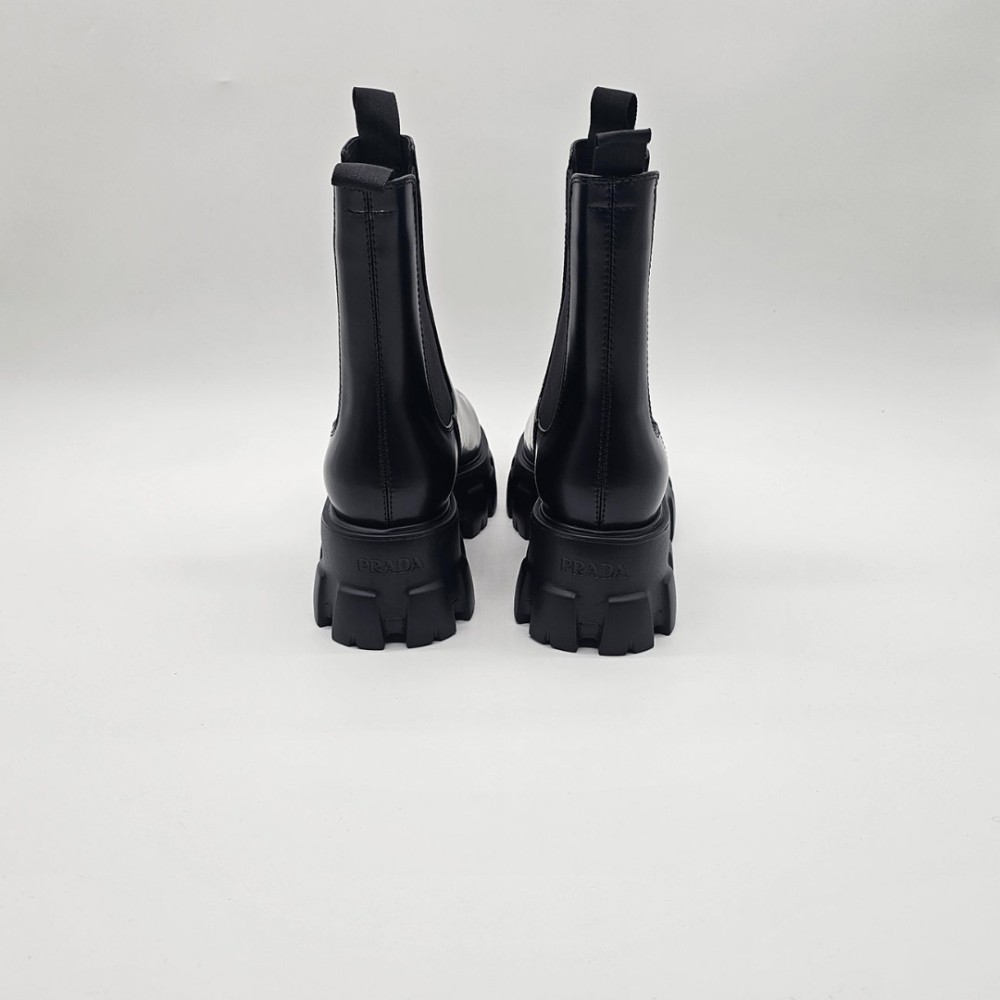 Prada Brushed Leather Chelsea Boots